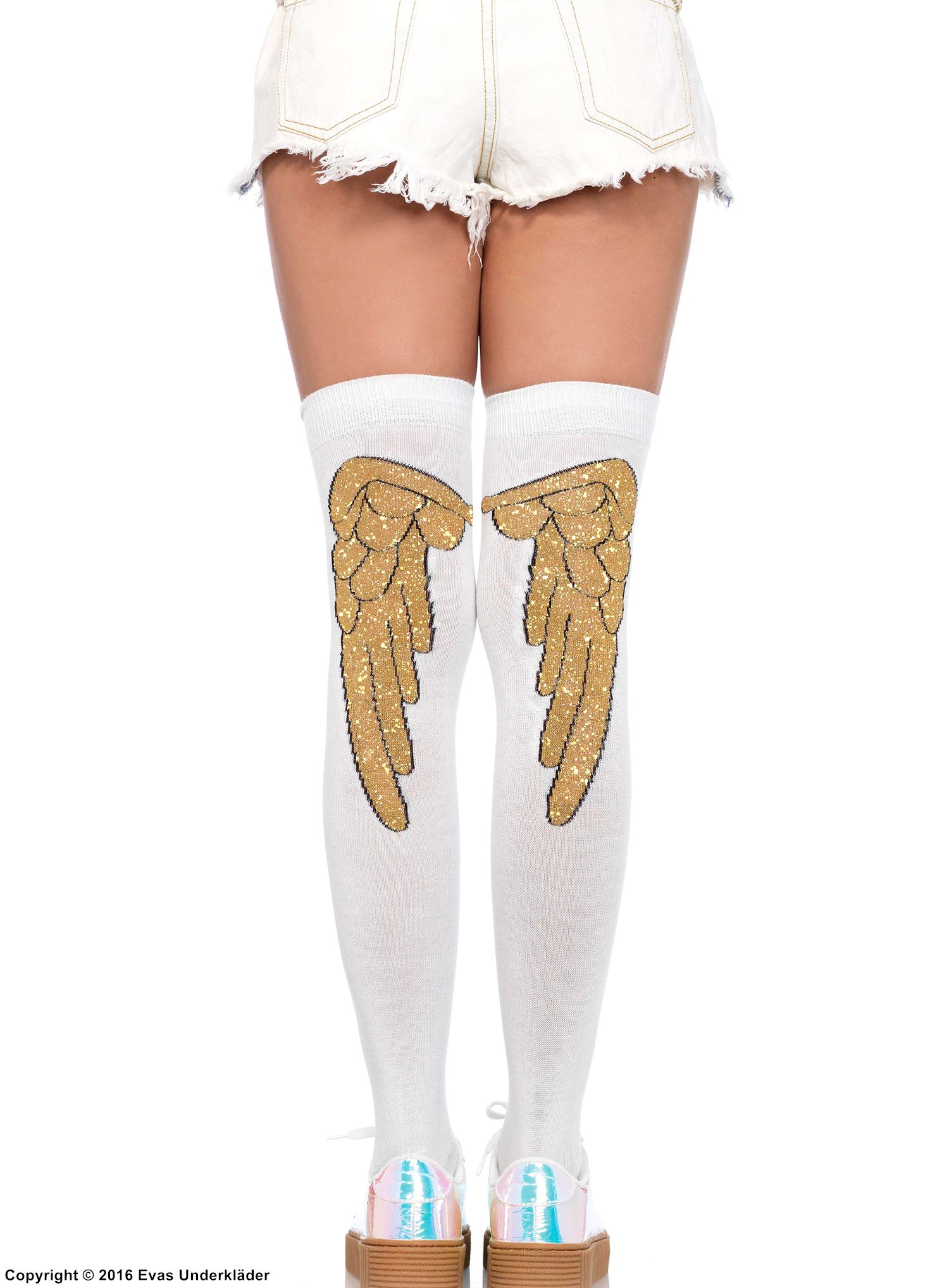 Angel, over-knee socks, shimmering lurex, wings
